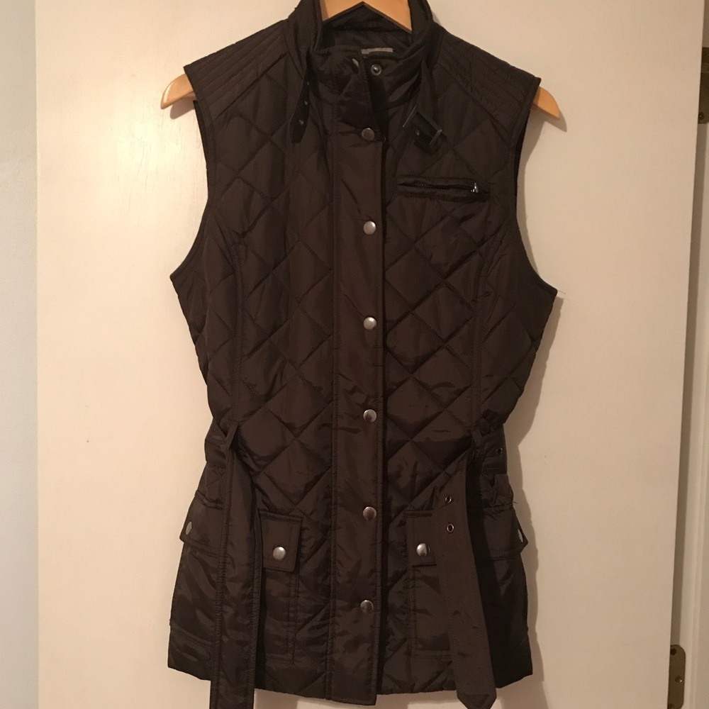 Banana Republic brown quilted buckle vest medium