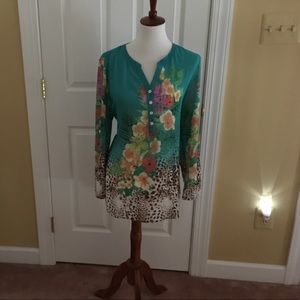 Sheer long Sleeved Soft Surroundings blouse. Sheer long Sleeved Soft Surroundings blouse.