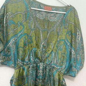 Beautiful green/ Blue patterned blouse