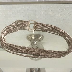 Silver 7 strand, beaded choker w/beautiful clasp