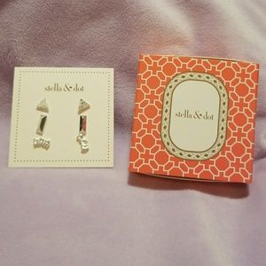 Stella & Dot 3 set silver earrings