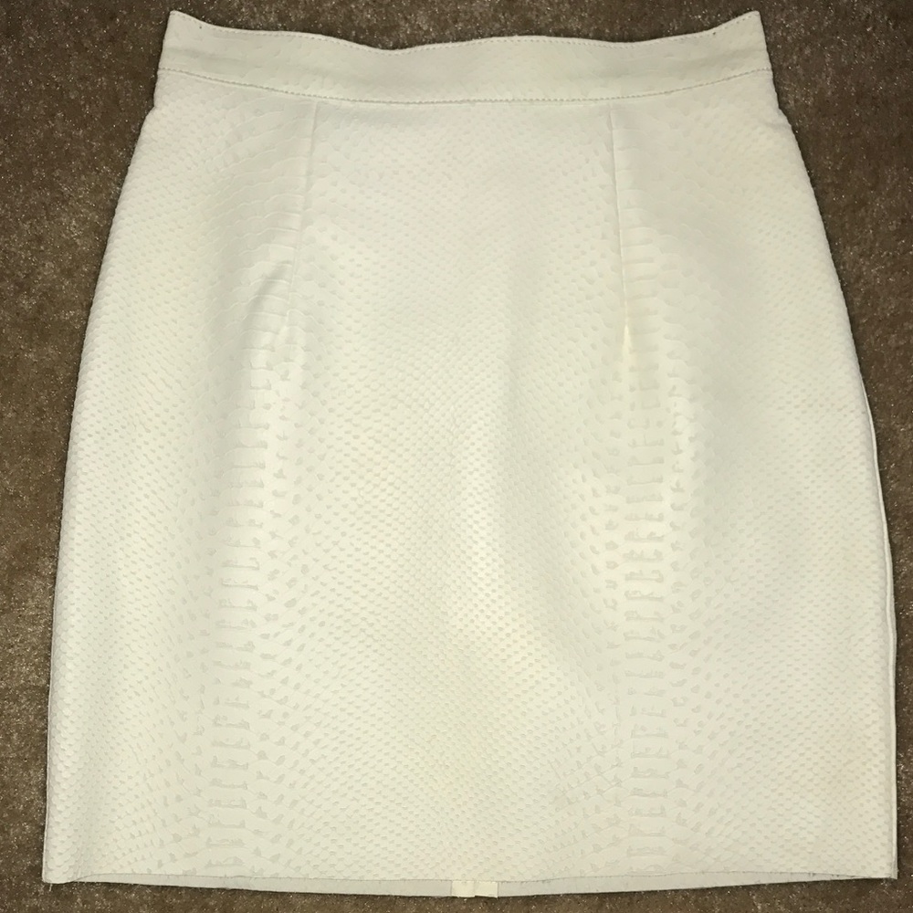 White Snaked embossed leather mini skirt