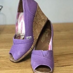 Toms Lilac Peep Toe Wedges