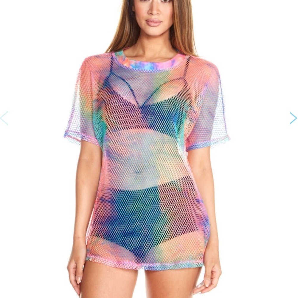 Tie dye mesh dress shirt