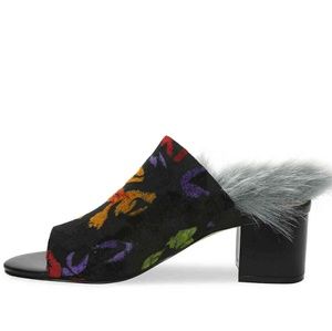 Hot Velvet Slides With Fur