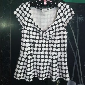 Anthropologie polka dot peplum top.