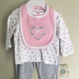 Little Me pink & grey 3pc outfit NWT