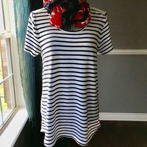 LOFT STRIPED LACE BACK TEE