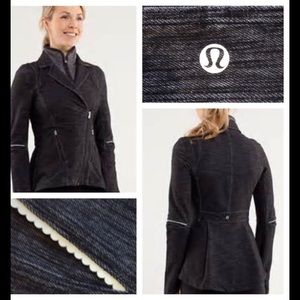 LULULEMON Slub Denim Ride On Blazer Moto Jacket 10