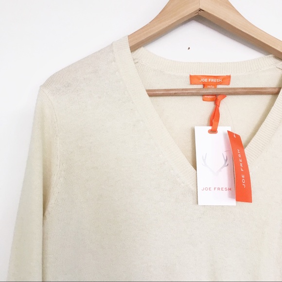 Joe Fresh Sweaters - NWT Joe Fresh Cotton Cashmere V-neck Sweater Cream