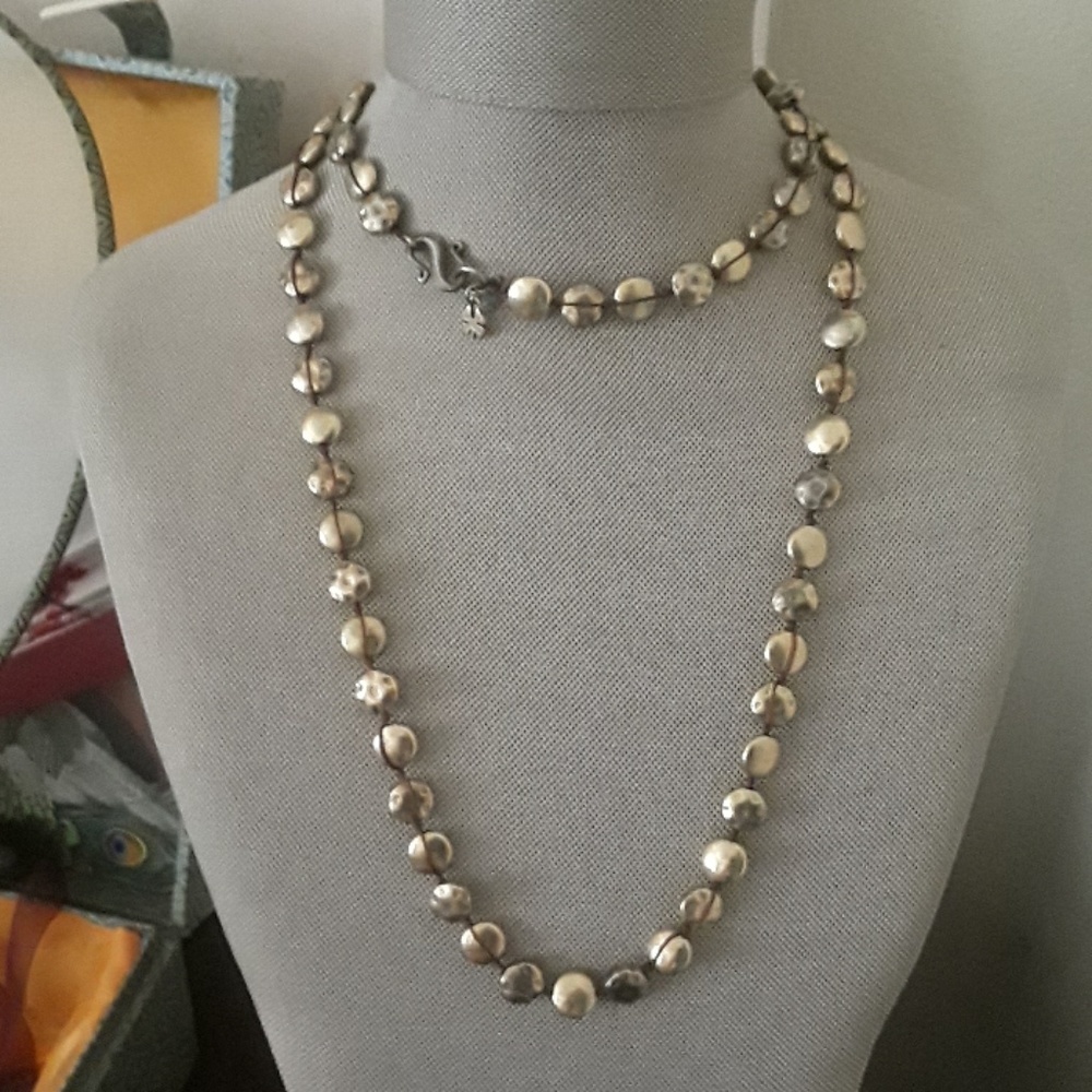 Lucky Brand Hammered Gold Bead Necklace