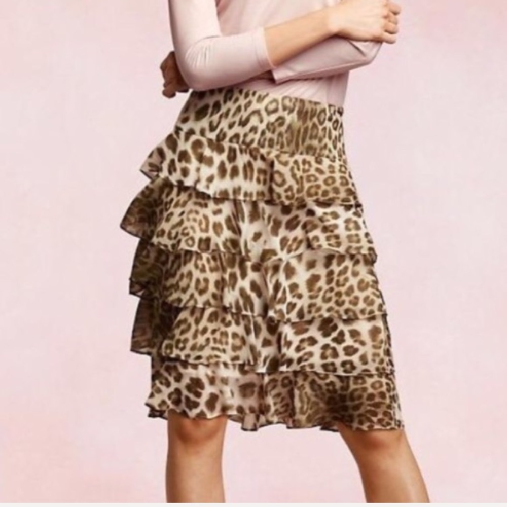 Talbots Cheetah Print Ruffle Skirt Plus Size 18W