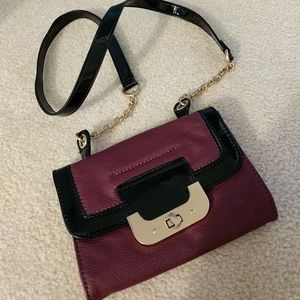 Big Buddha Maroon and Black Small Cross Body