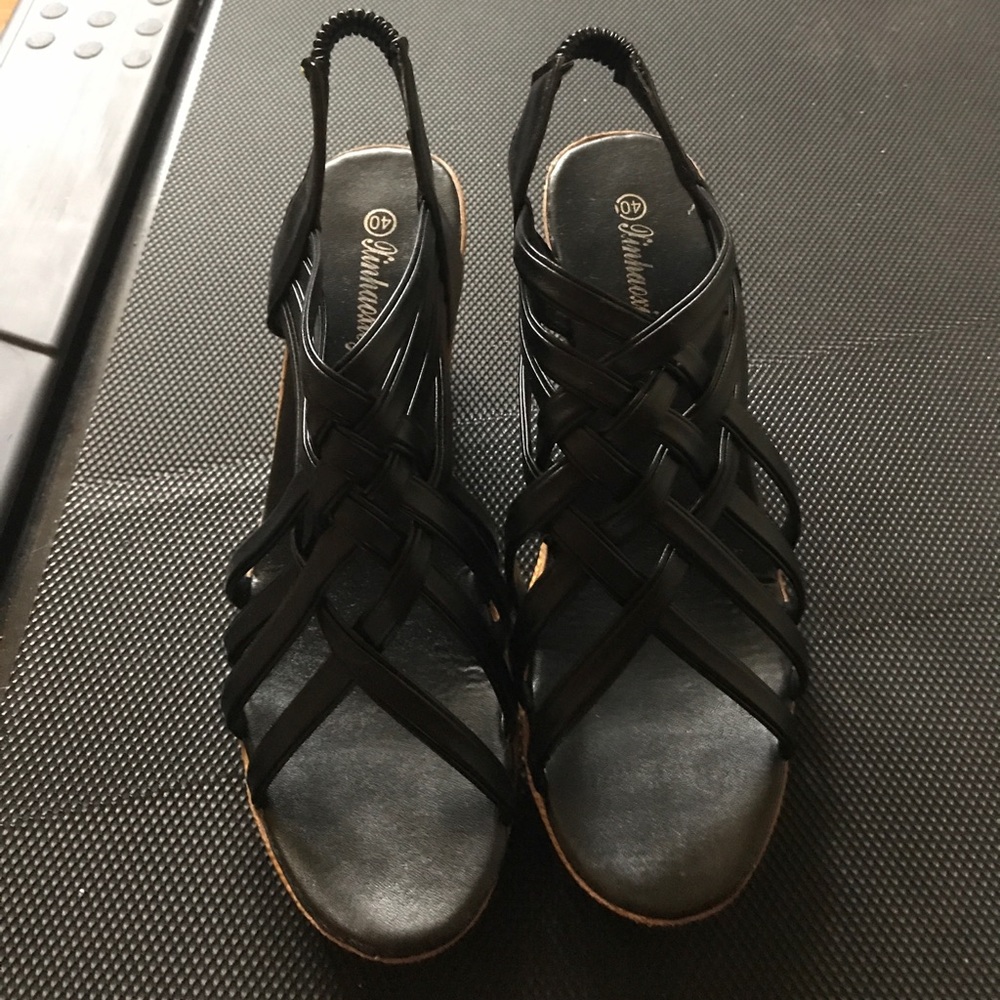Wedge sandals.