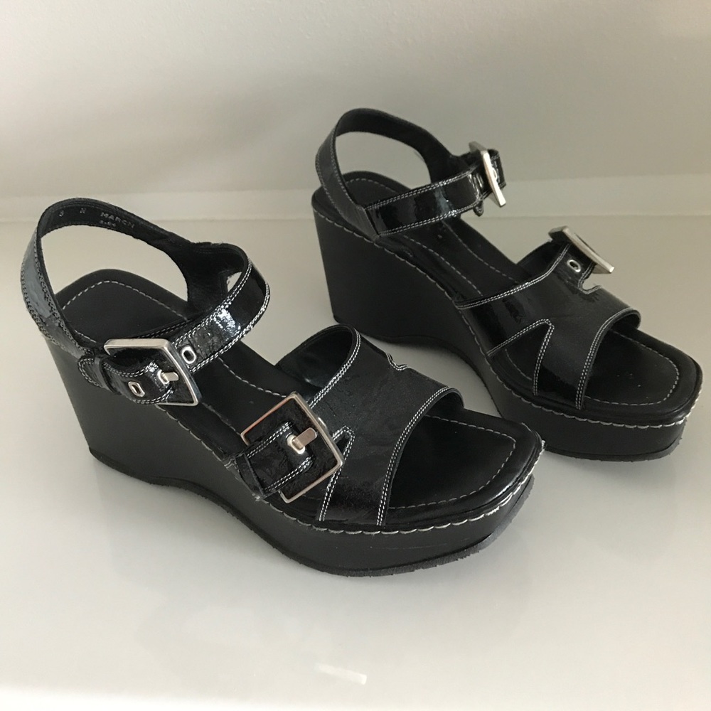 Donald J Pliner March wedge patent leather sandal