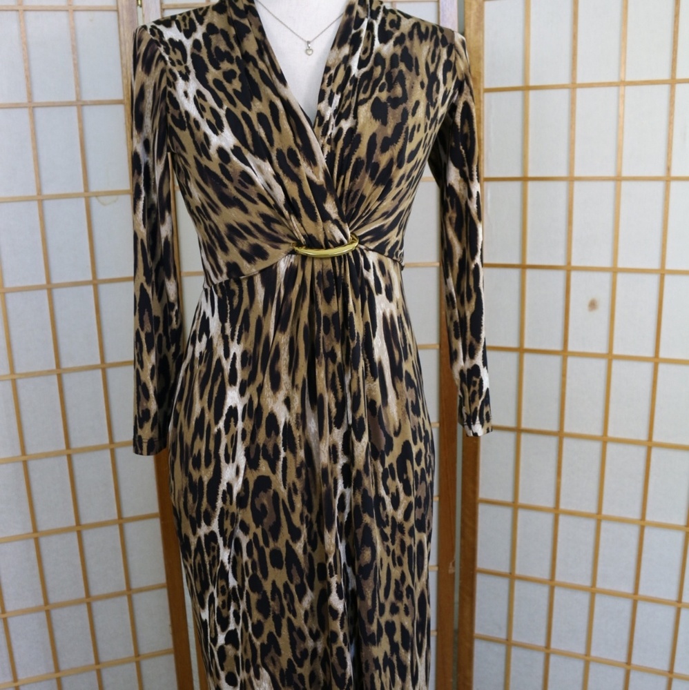 Jersey Girl NY & Co. Cheetah Print V Neck Dress