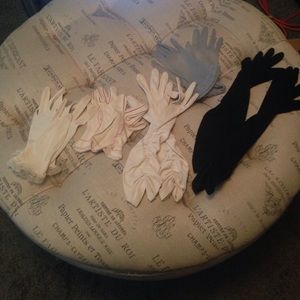 Set of five vintage evening gloves Set of five vintage evening gloves