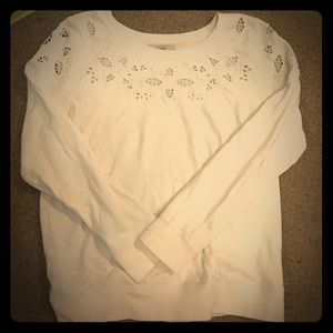 LOFT Size Large White Lace Sweatshirt ⭐️😍
