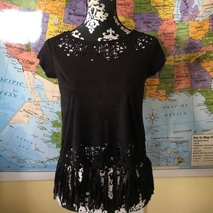 Black Fringe Tee