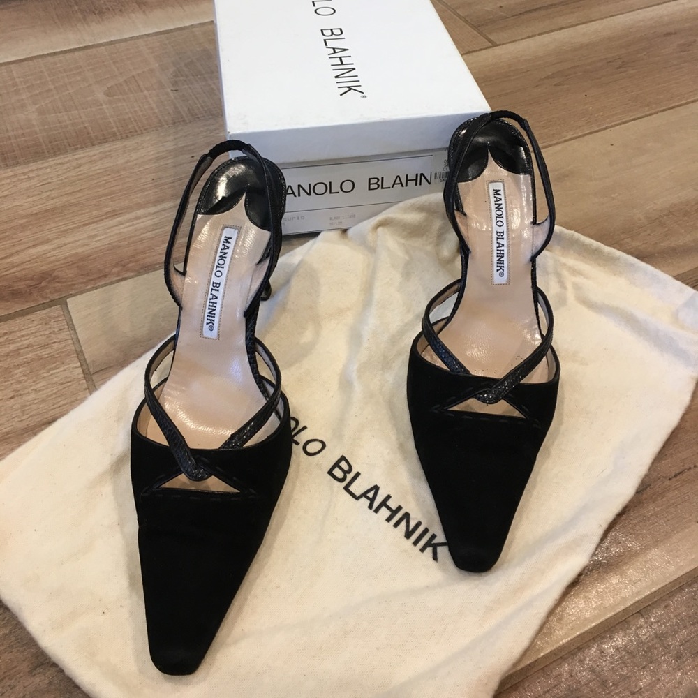Black suede Manolo Blahnik