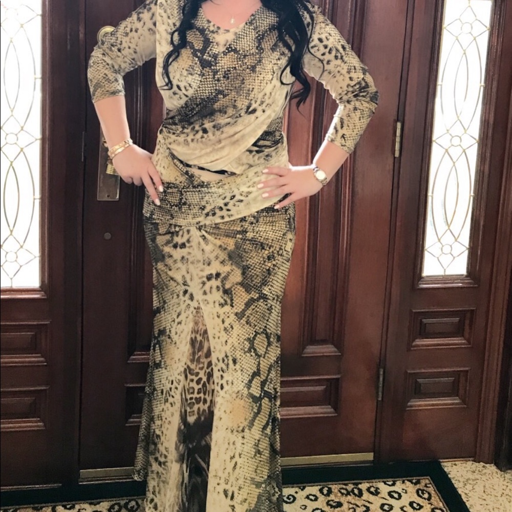 Orna Farho Paris snake Print top & skirt 2pc set