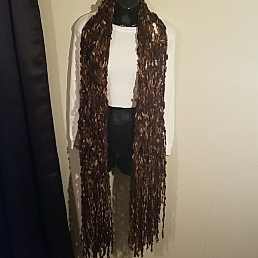 Crochet Scarf- Brown and Black- Made by Hand
