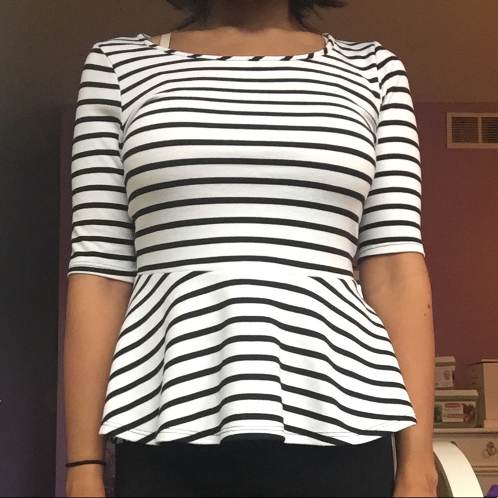 Striped Peplum Top