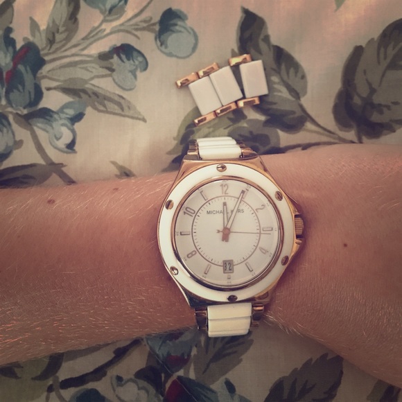 Michael Kors Accessories - Michael Kors women's gold white watch HOT!!