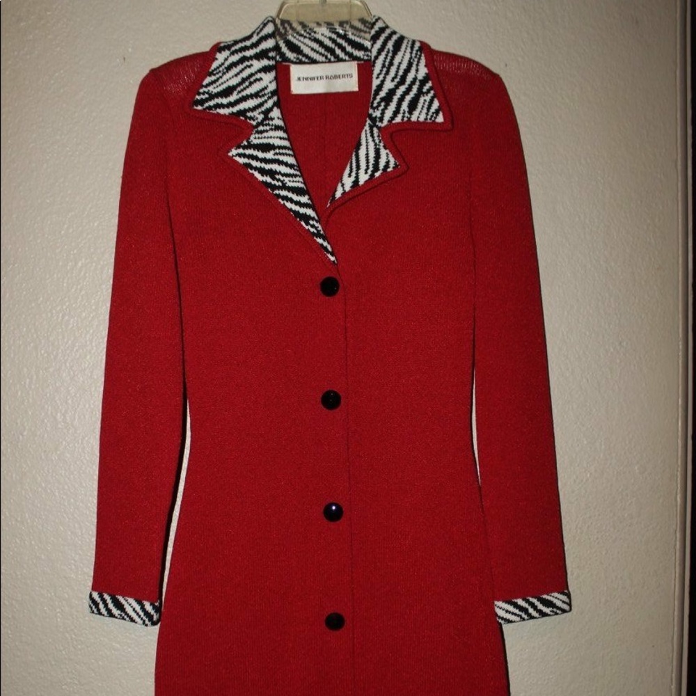Jennifer Roberts Knit Dress with Zebra Print.