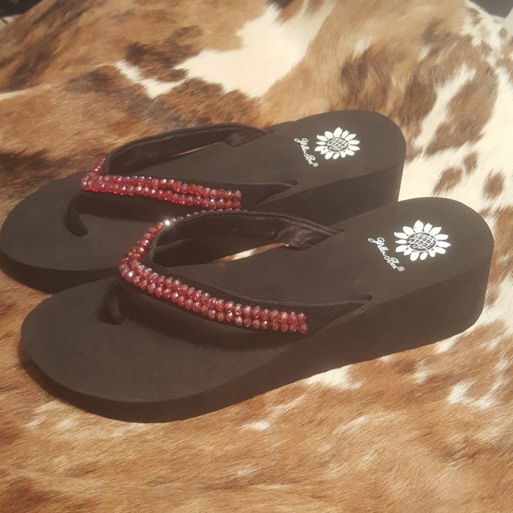 Yellow Box Beaded Flip Flops