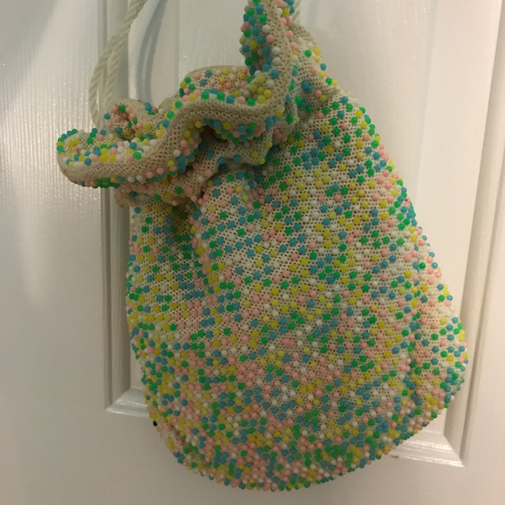 Vintage Pastel hand beaded purse
