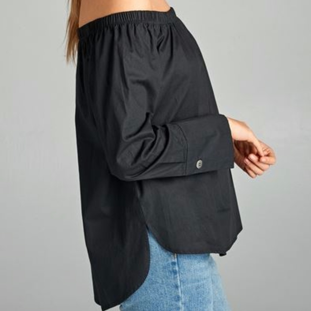 NEW M,L Off Shoulder Woven Blouse Long Sleeve - Picture 5 of 5