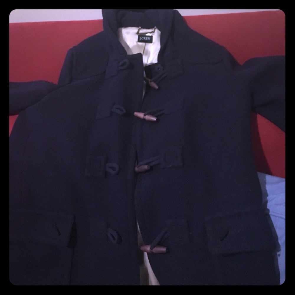 JCrew classic toggle coat with hood.