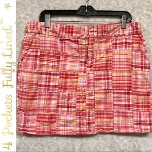 British Khaki Lined Cotton Skirt sz 10, 4 pockets