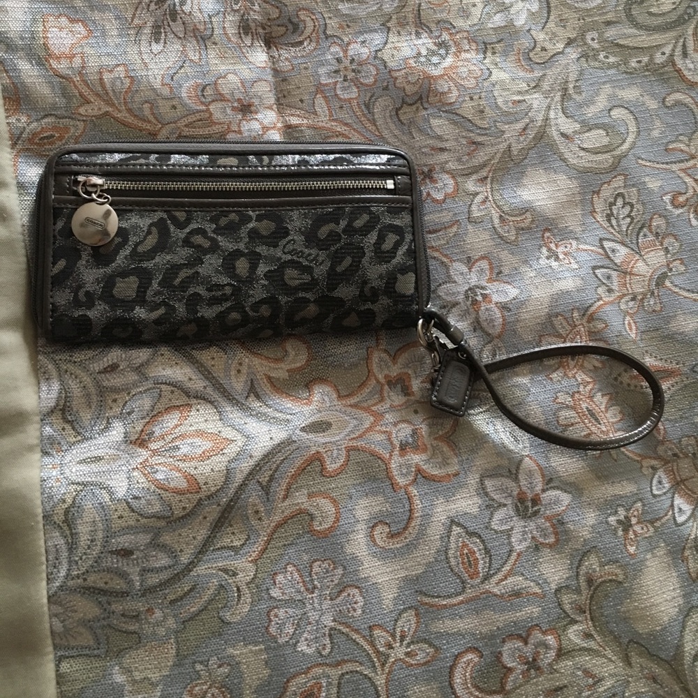 Coach leopard print wristlet