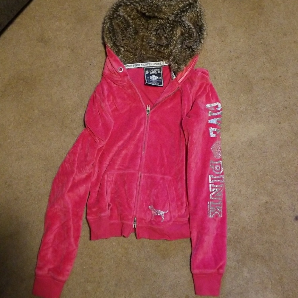 Vs pink zip up sweatshirt
