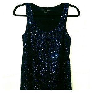 French Connection blue sequin tank