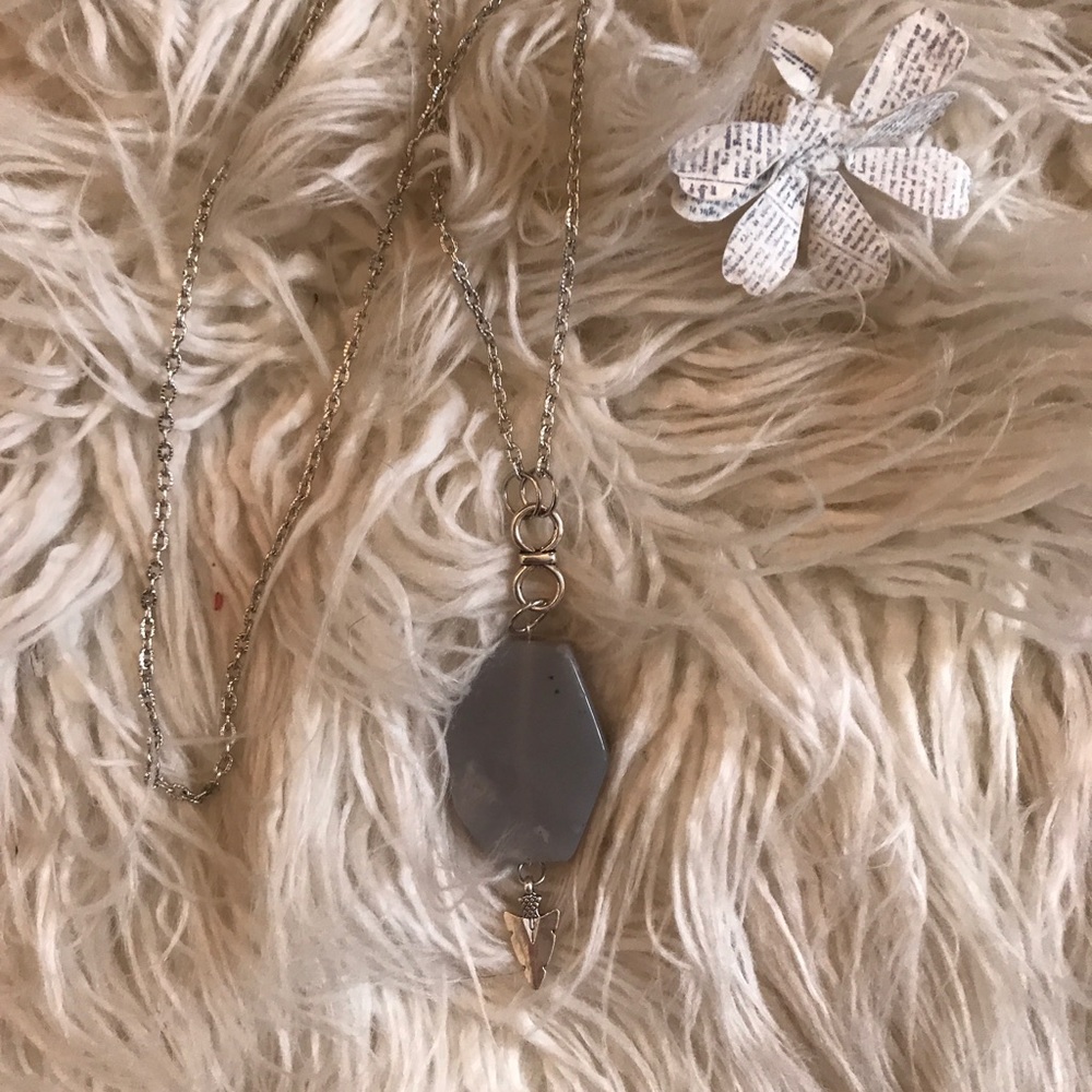 STONE• grey Long stone necklace! Beautiful! ✨