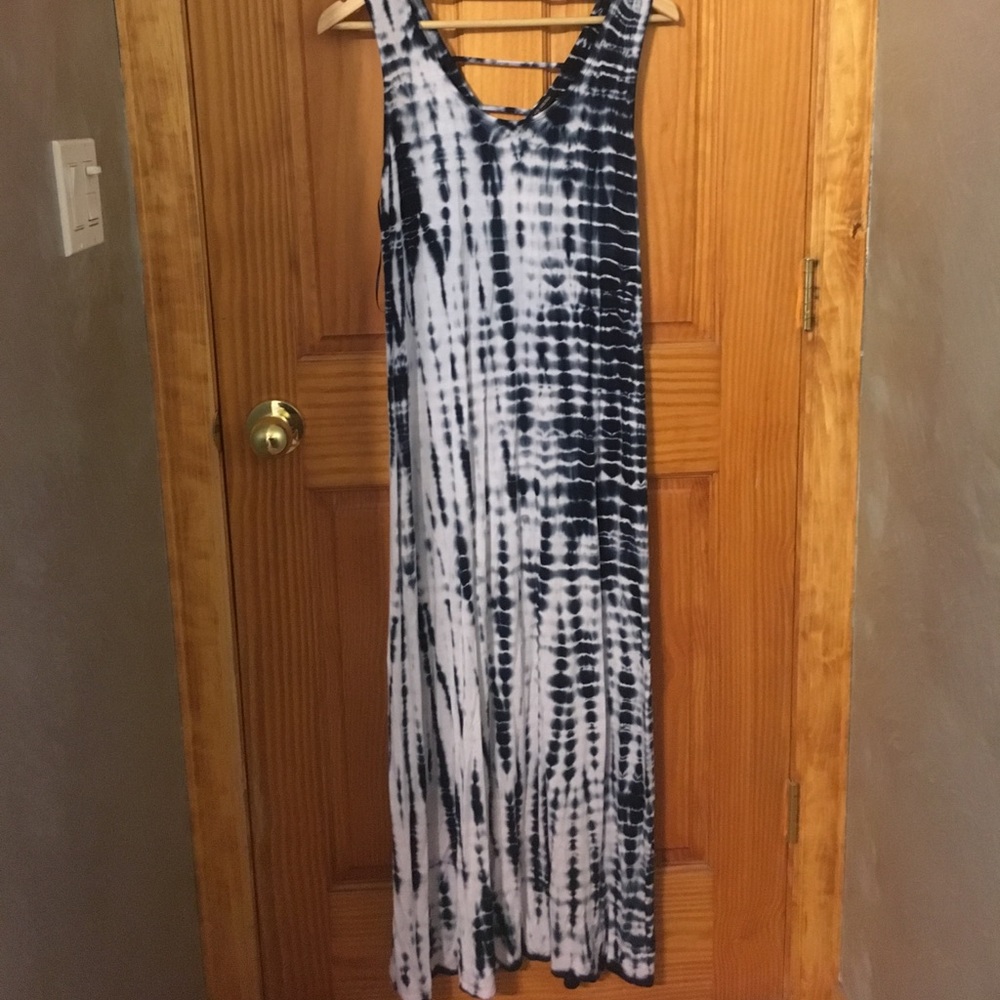 Floor length Blue Tie dye Dress