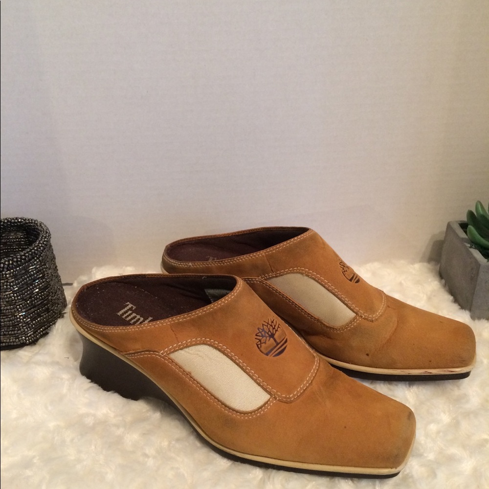 Timberland suede mules, sz 6 1/2