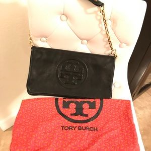 Tory Burch Reva Bombe Leather Clutch
