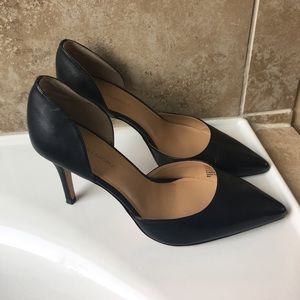 Black leather heels