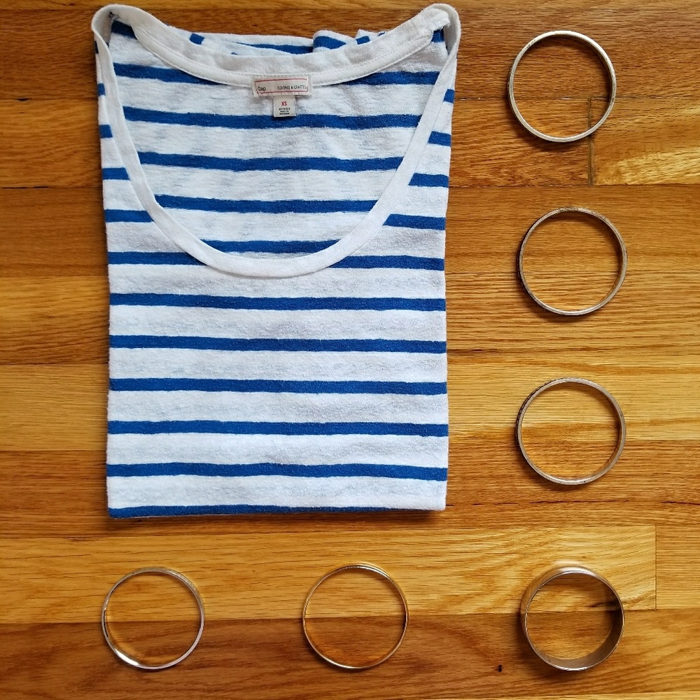 GAP Blue and White Striped Tee