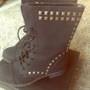 Black combat boots