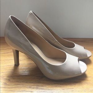 Nude peep toe heels