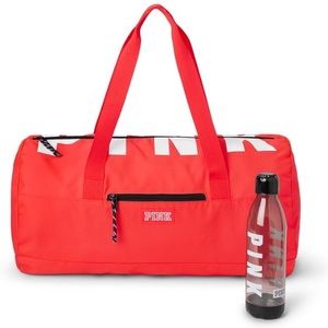 VS PINK Red Duffel Bag Bottle Set NWT
