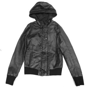 Barney's Originals Hooded Bomber Leather Jacket