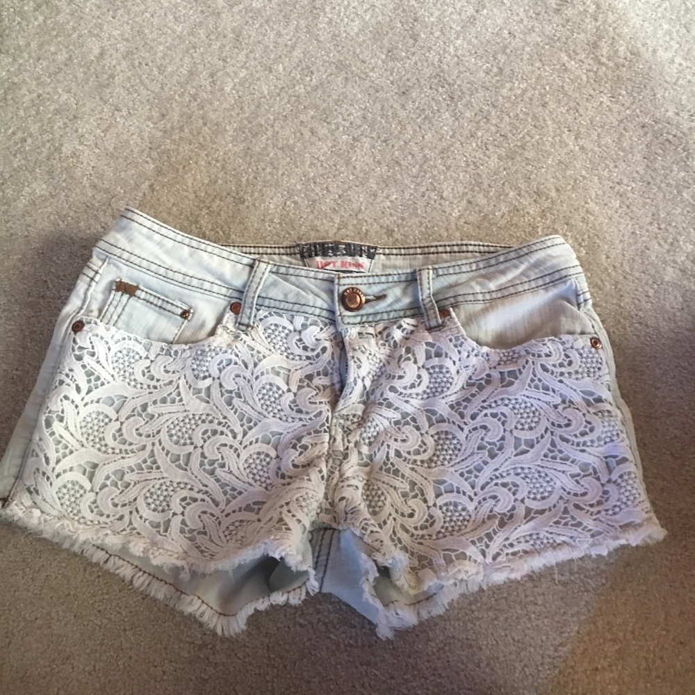 White with lace shorts
