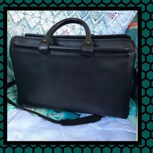 Jack George Black Leather Triple Briefcase Jack George Black Leather Triple Briefcase