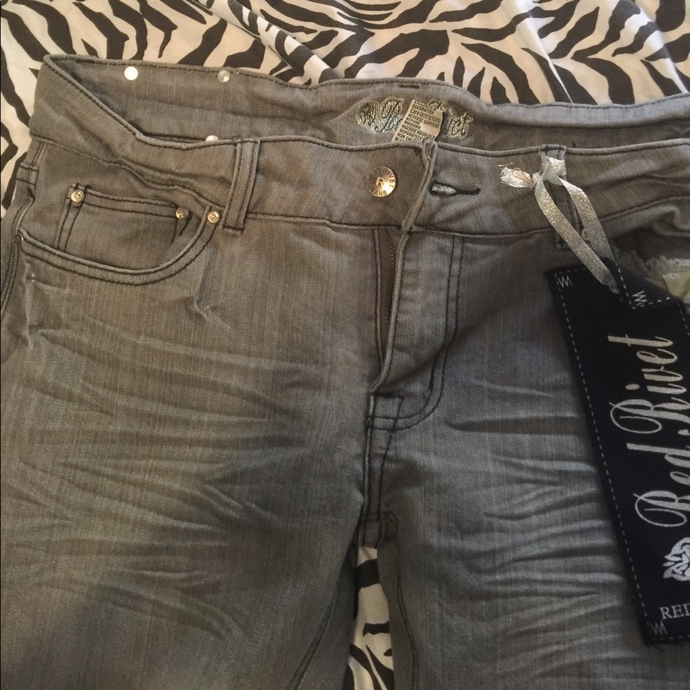 Red Rivet dark gray skinny leg jeans size 15 - Picture 6 of 8
